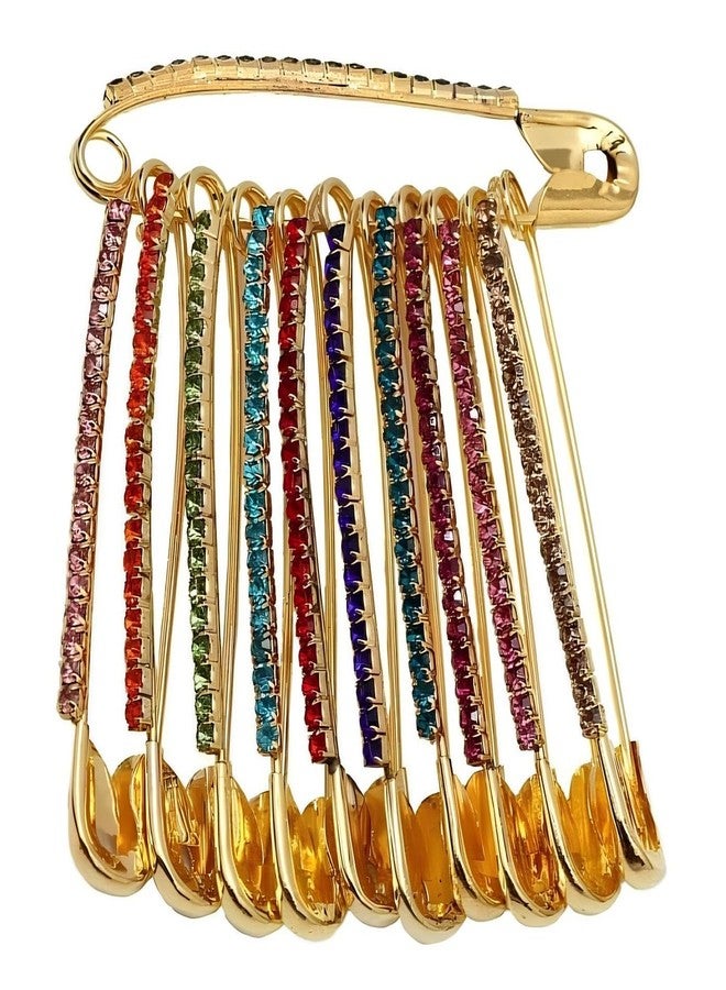 THANUS CRAFT THANU'S CRAFT Multicolor Stone Safety Saree Sari Pin Costume Dresses Lehanga Pallu Brooch Sari Pleats pins for Women - Image 1